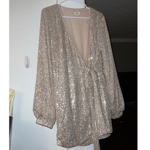 Champagne sequin wrap romper